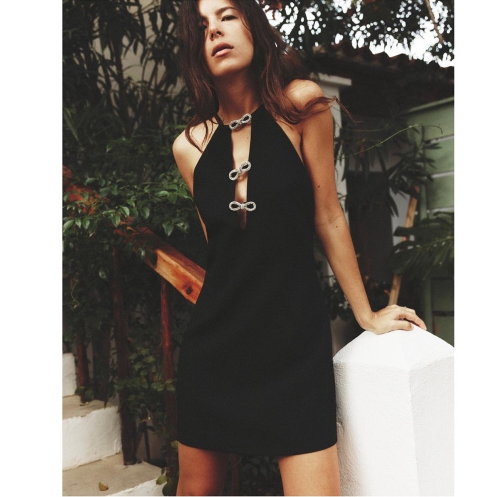 Zara Black Mini Dress with Silver Accents